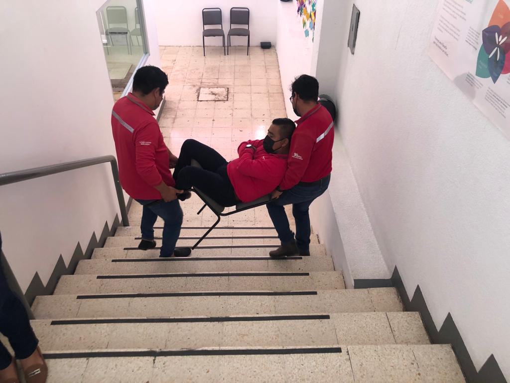 Evacuación por escaleras con silla de traslado